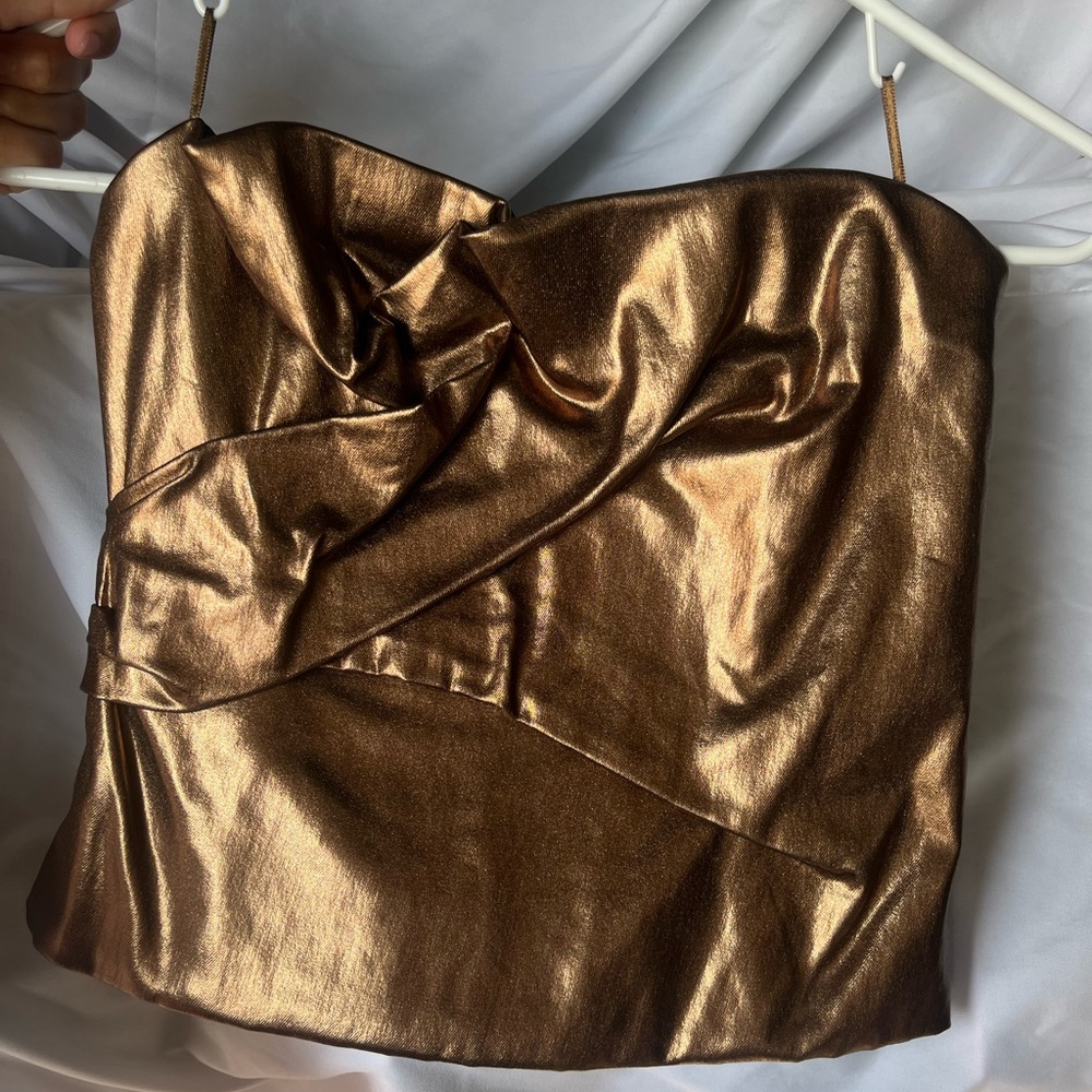 ZARA Metallic Bronze Strapless Tube Top
